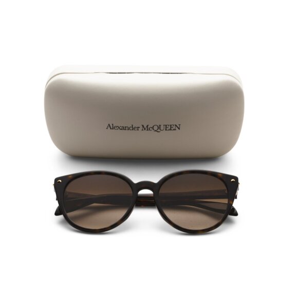 ALEXANDER MCQUEEN Accessories - ALEXANDER MCQUEEN Havana Brown 55mm Round Sunglasses